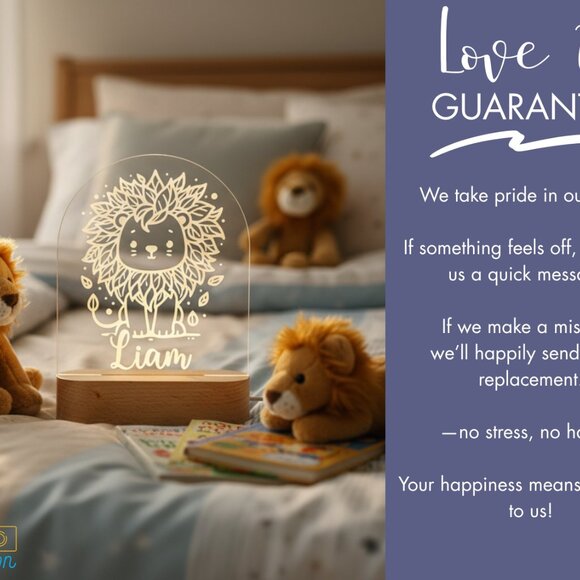 Personalized Lion Night Light – Custom LED Lion Baby Shower Gift - Picture 6 of 8